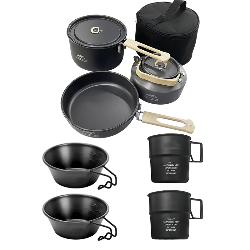 MKCAMP Cookware Set Hanging Pot Pan Camping Sierra Cup&Mugs Outdoor Camping Mess Kit for 1-2