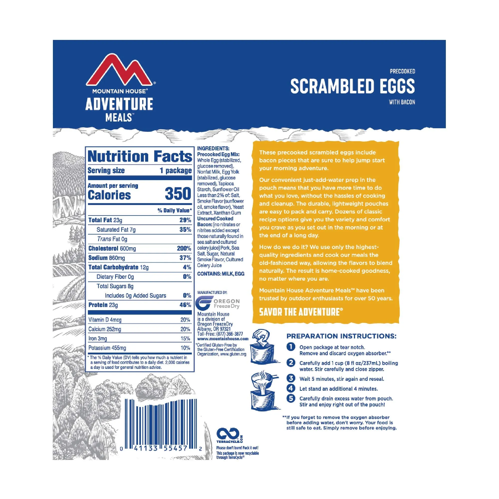 Mountain House - Scrambled Eggs with Bacon Pouch - 4 Pack