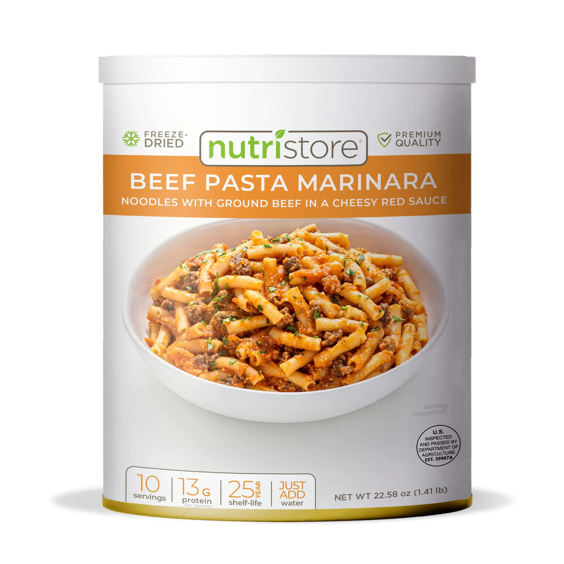 Nutristore Freeze-Dried Beef Pasta Marinara - 10 Servings #10 Can