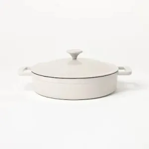 Open Box - 3.5qt Enamel Braiser Light Gray - Figmint