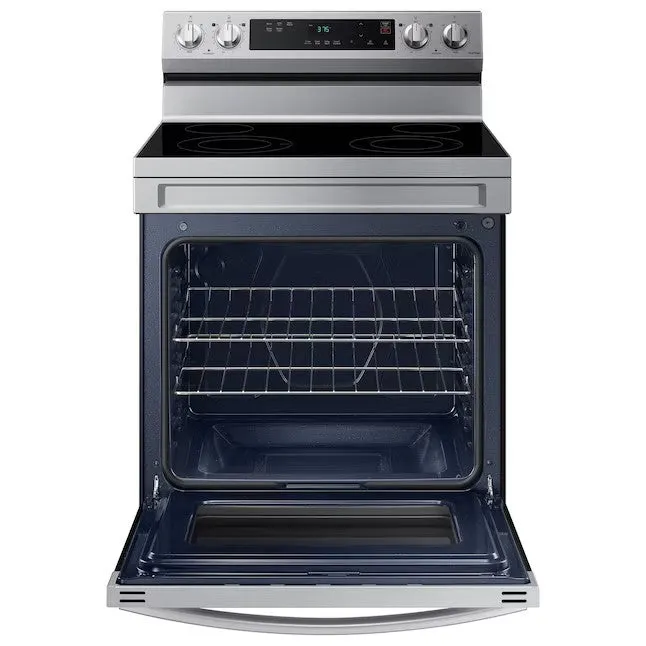 OPEN BOX Samsung 30 in Smooth Surface 4 Elements 6.3-cu ft Steam Cleaning Freestanding Smart Electric Range