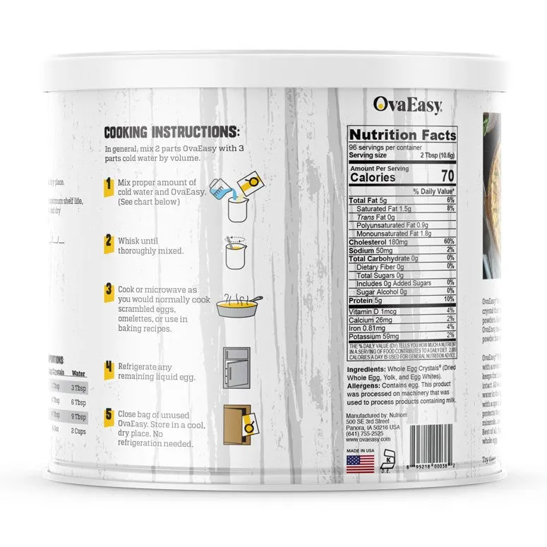 OvaEasy Eggs 36 oz 6 (Case of Six) #10 Cans - 576 Total Servings