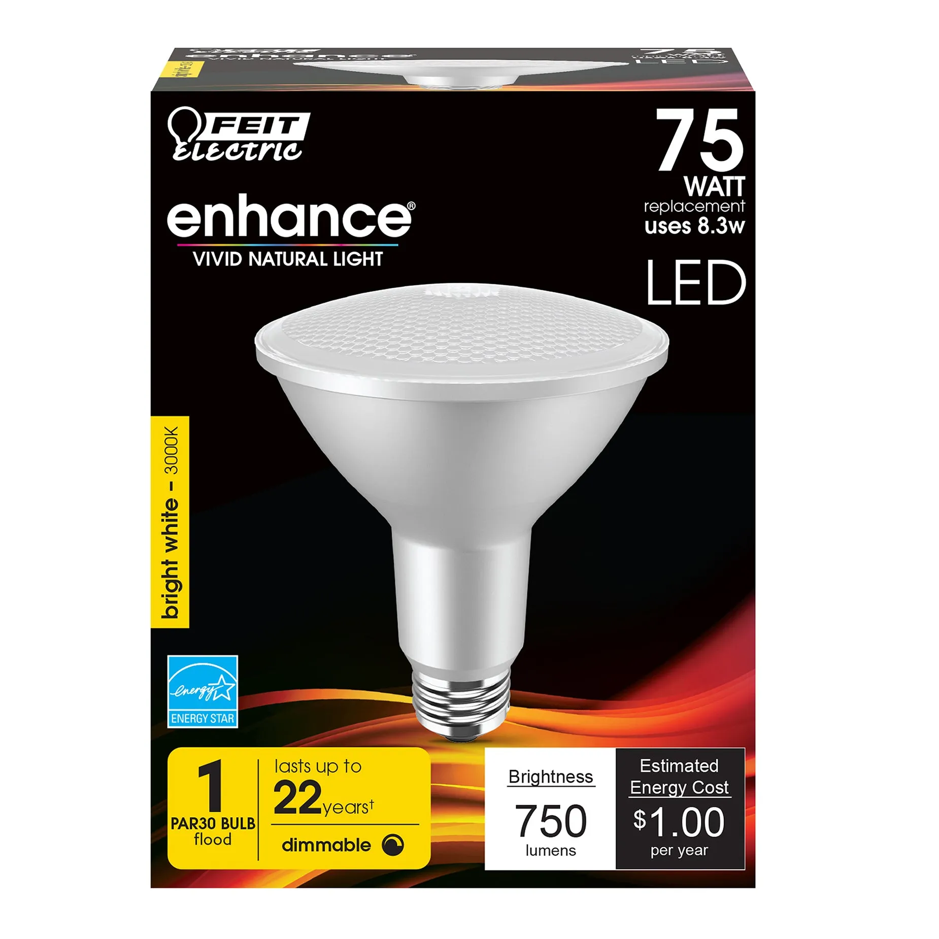 PAR30 LED Light Bulbs, 8.3 Watts, E26, Dimmable, 750 lumens, 3000K, outdoor security lighting