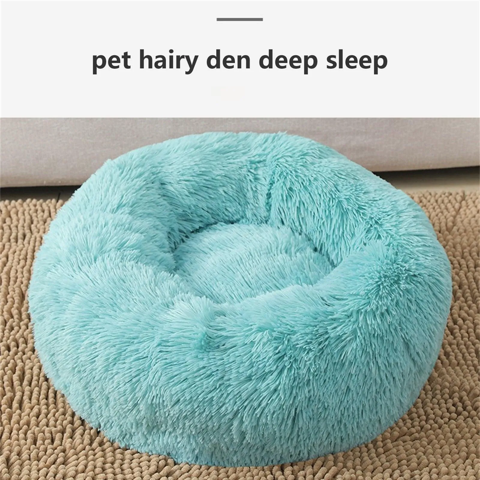 Pet Dog Bedding Warm Plush Round Comfortable Nest Comfy Sleeping kennel Green Large 90cm