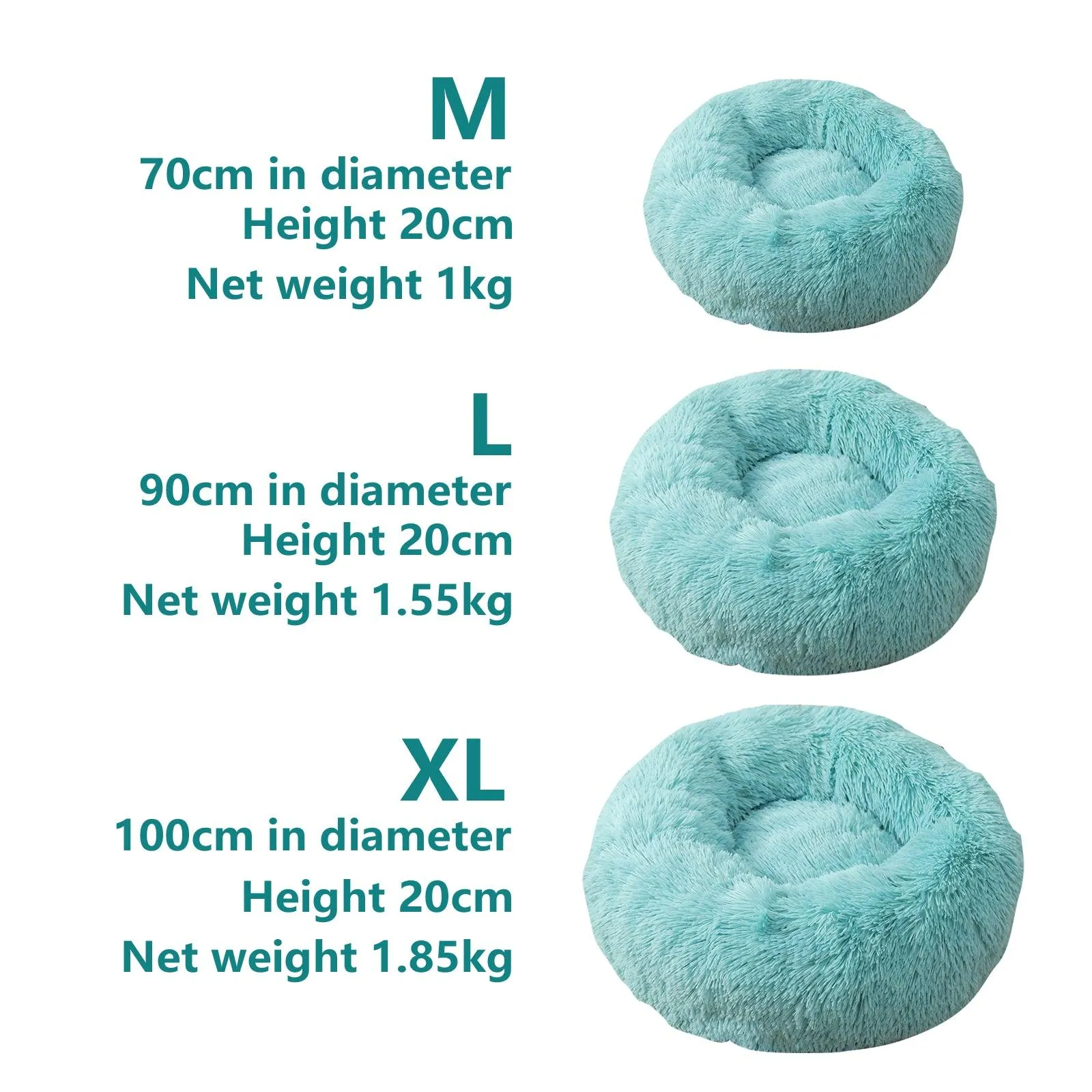 Pet Dog Bedding Warm Plush Round Comfortable Nest Comfy Sleeping kennel Green Large 90cm