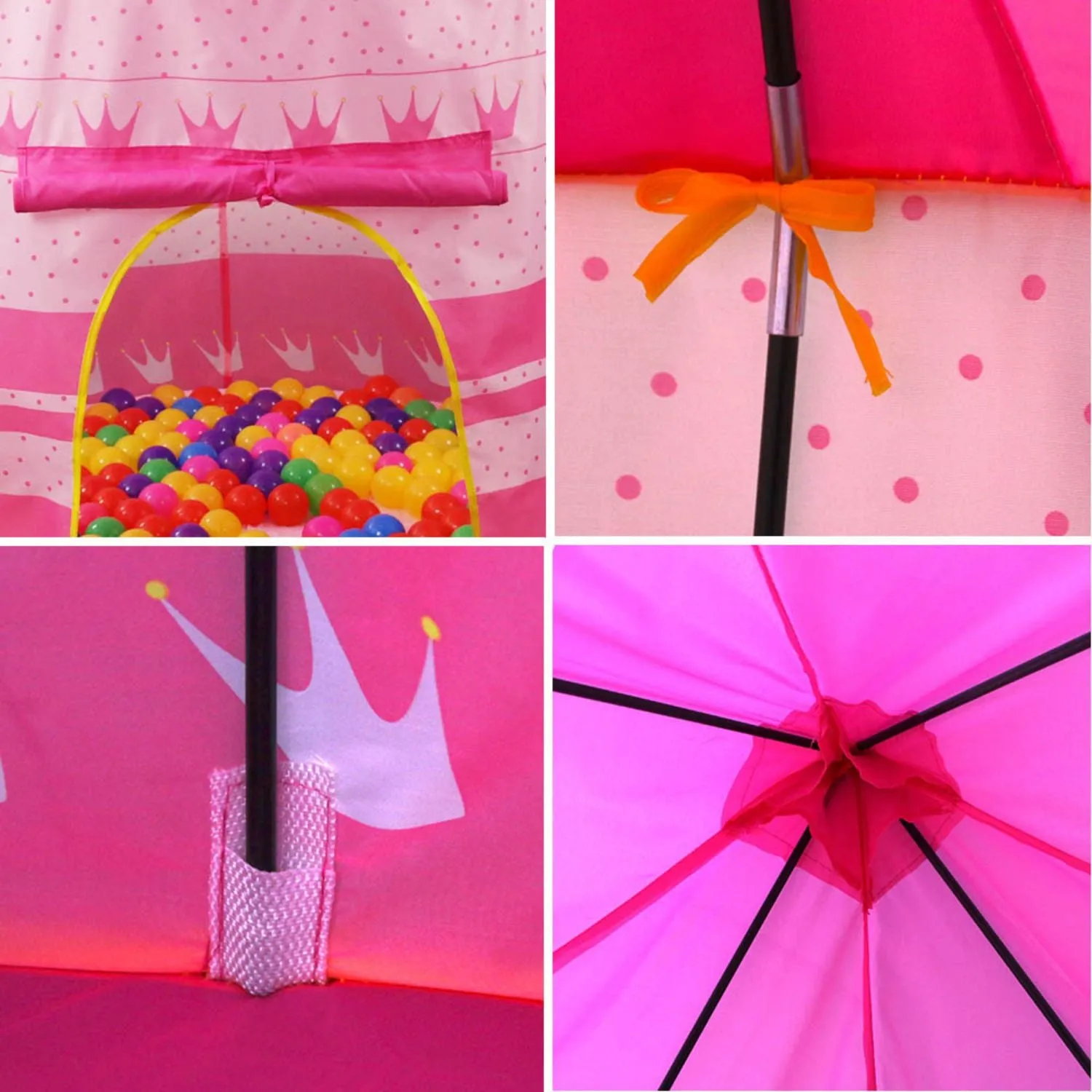 Pink Kids Tent with Breathable Mesh & Poles - Gominimo