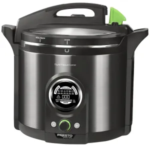 Presto 02144 Digital Pressure Canner, 12 qt Capacity, 1485 W, Stainless Steel, Black, 14 in L, 17 in W, 16 in H :EA: QUANTITY: 1