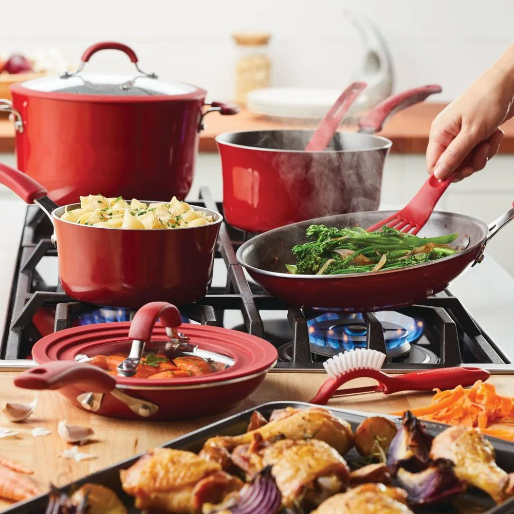 Rachael Ray Cook   Create 11pc Nonstick Aluminum Cookware Set Red