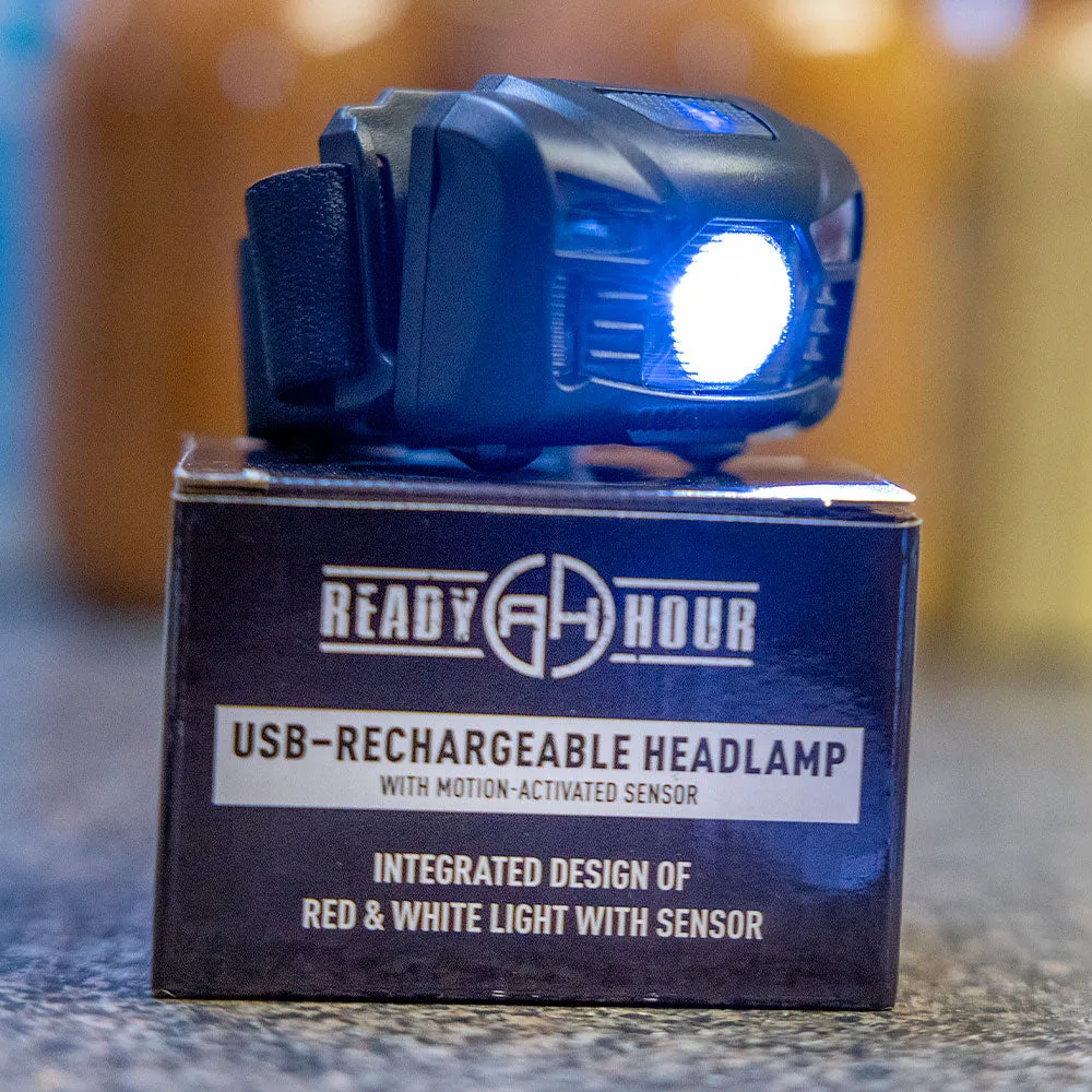 Rechargeable Headlamp with Motion-Sensor Activated Sensor by Ready Hour