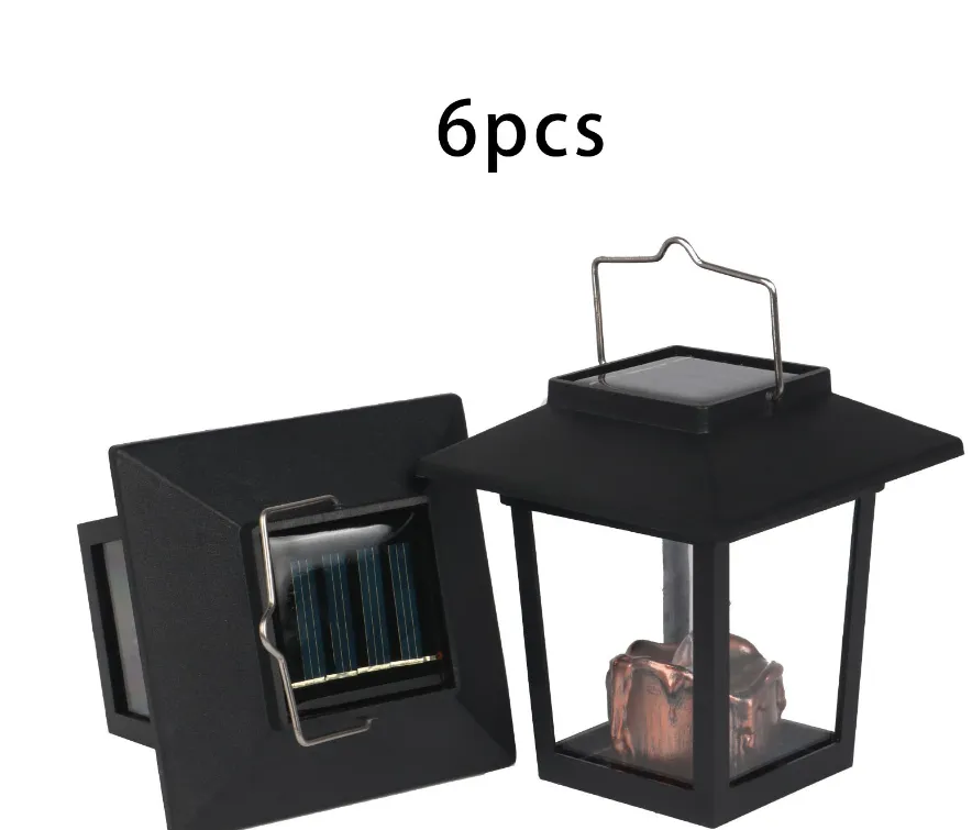 Retro Outdoor Decoration Electronic Hanging Lamp Garden Courtyard LED Portable Candle Solar Lanterns