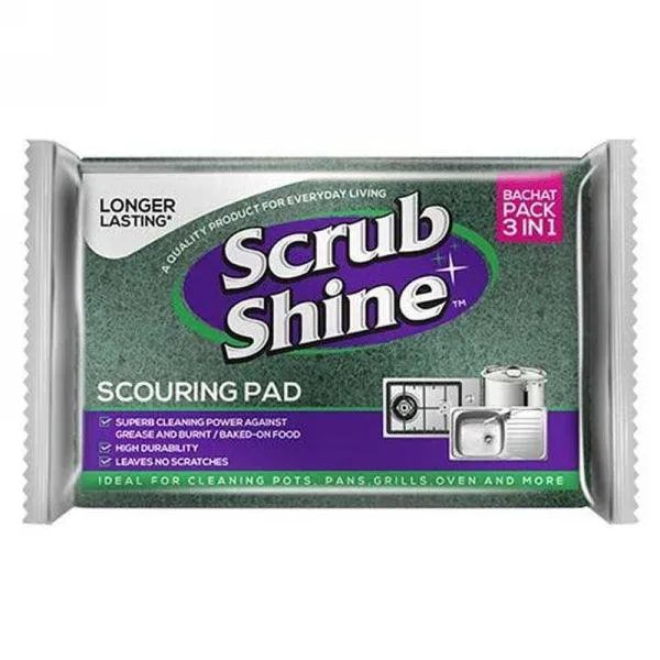 SCRUB SHINE SCOURING PAD LONGER LASTING 3IN1