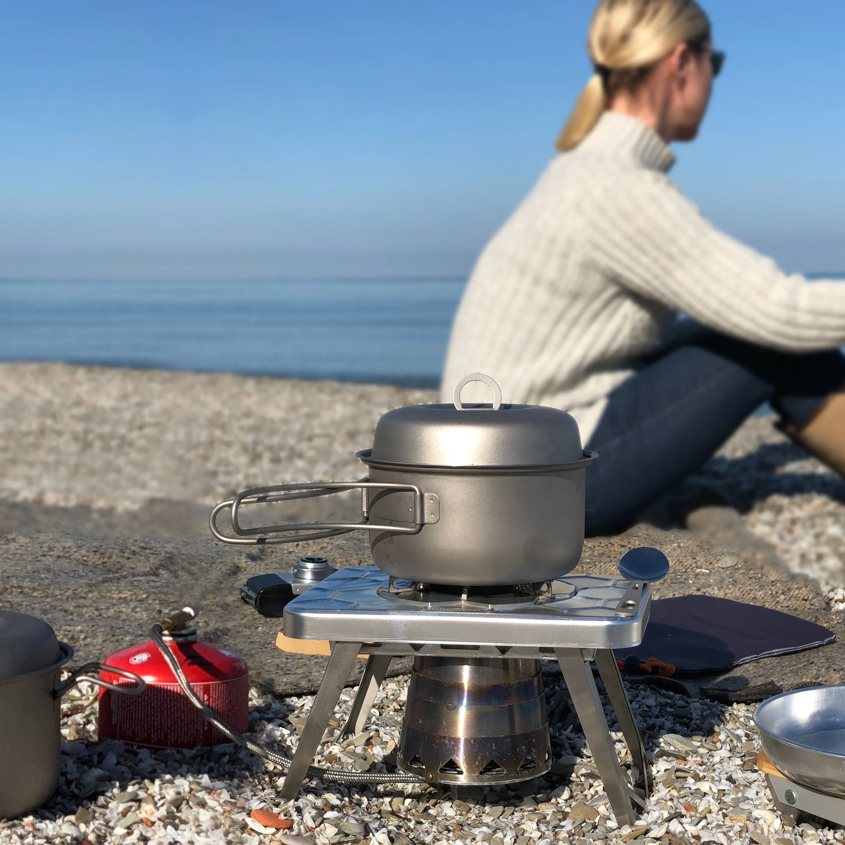 Stove Plus Gas Adapter with Drawstring Bag