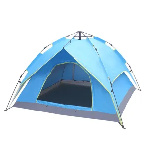 THBOXES Camping Tent 4-side Double-layer Double-door Hydraulic Easy Setup Tent Blue