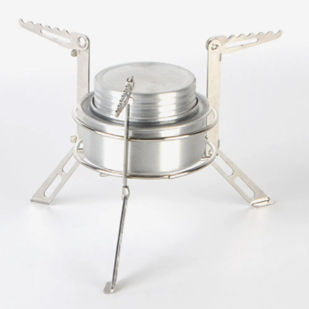 US 1-2 Titanium Portable Camping Hiking Alcohol Stove Cross Burner w/ Lid Stand