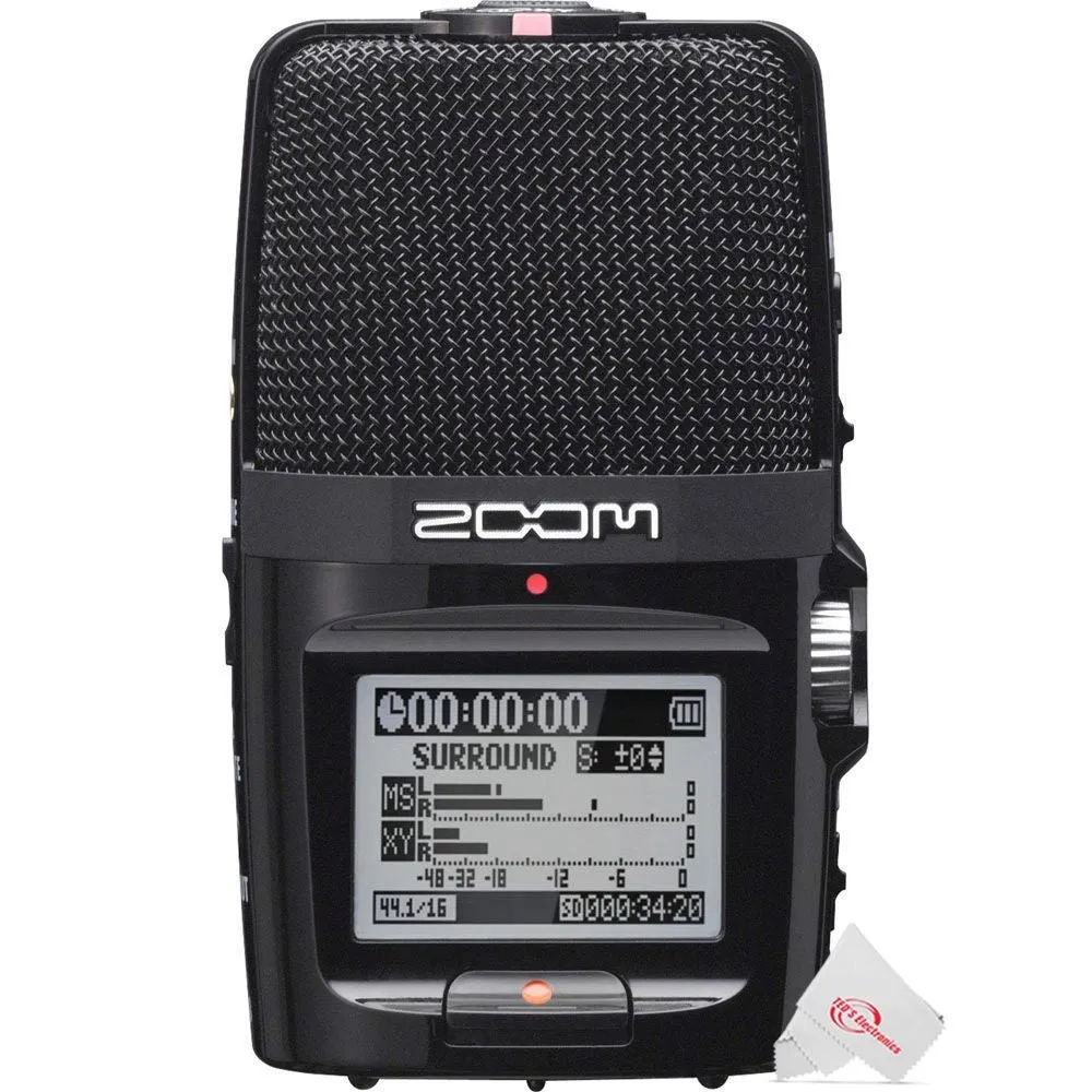 Zoom H2n ext 2-Input / 4 Track Handy Digital Audio Stereo Recorder   Zoom ZDM-1 Podcast Mic Pack Accessory Bundle   3pc Cleaning Kit